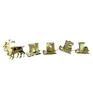Oriental Trading Company Reindeer Noel Sleigh Gold Candle Holder